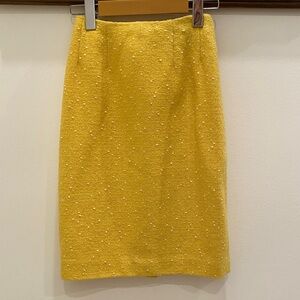 Vintage Carlisle Yellow Textured Pencil Skirt, Cotton & Wool Blend